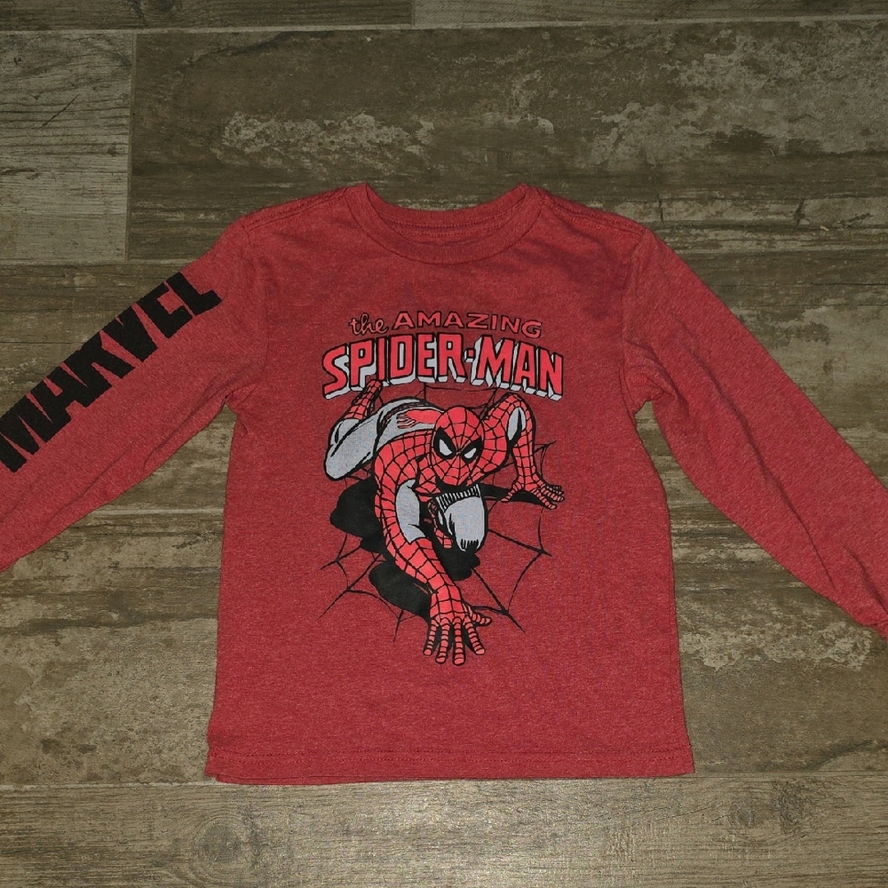 Marvel Red Long Sleeve Tee with Graphic Design